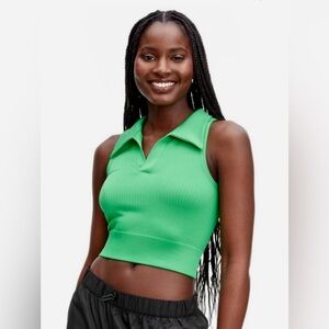 Diane Von Furstenberg Dvf For Target Green polo Ribbed Cropped Top